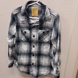 Abouts Kids Plaid Button-Down Shirt - Black and White